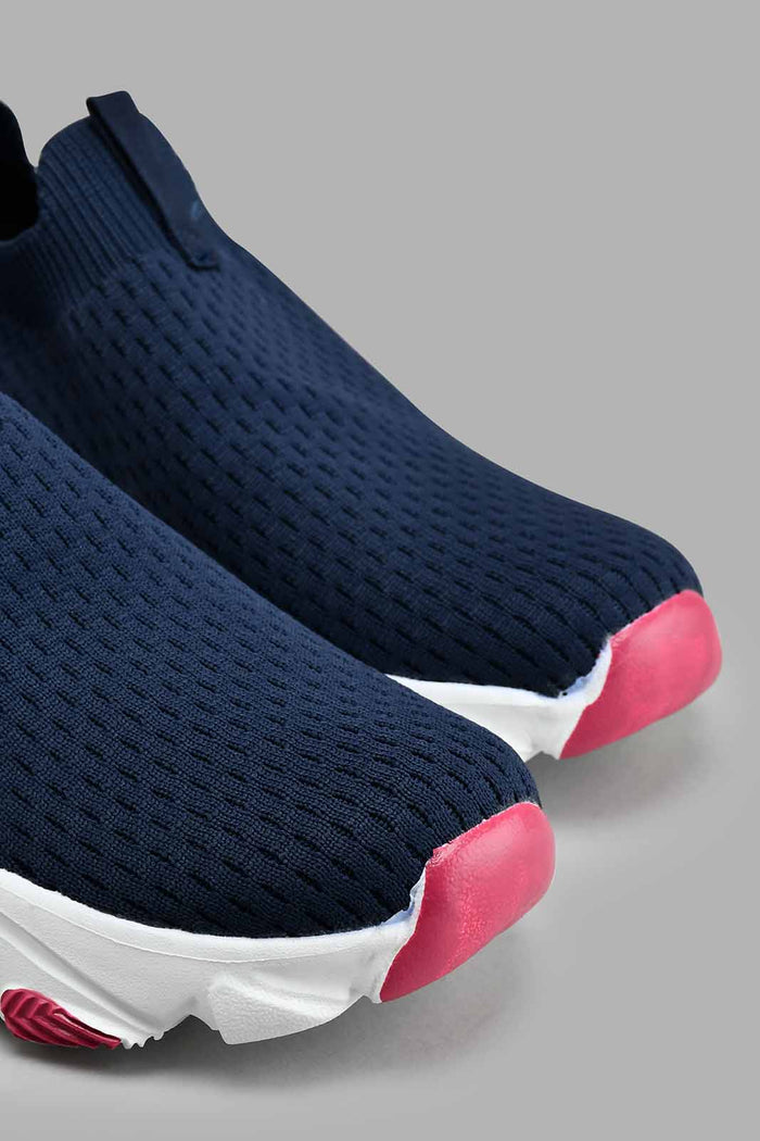 Redtag-Navy-Fly-Knit-Slip-On-Trainer-Colour:Navy,-Filter:Girls-Footwear-(5-to-14-Yrs),-GSR-Trainers,-New-In,-New-In-GSR-FOO,-Non-Sale,-S22A,-Section:Kidswear-Senior-Girls-5 to 14 Years