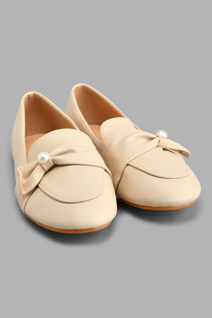 Redtag-Beige-Knotted-Trim-Brogue-Colour:Beige,-Filter:Girls-Footwear-(5-to-14-Yrs),-GSR-Casual-Shoes,-New-In,-New-In-GSR-FOO,-Non-Sale,-S22A,-Section:Kidswear-Senior-Girls-5 to 14 Years