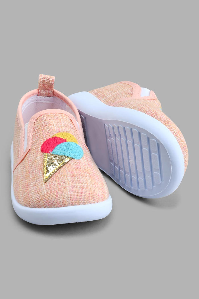 Redtag-Pale-Pink-Ice-Cream-Trim-Pump-Colour:Pink,-Filter:Girls-Footwear-(1-to-3-Yrs),-ING-Trainers,-New-In,-New-In-ING-FOO,-Non-Sale,-S22B,-Section:Kidswear-Infant-Girls-1 to 3 Years