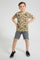 Redtag-Olive-Dinosaur-T-Shirt-All-Over-Prints-Boys-2 to 8 Years