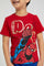 Redtag-Red-Spiderman-Pow-Print-T-Shirt-All-Over-Prints-Boys-2 to 8 Years