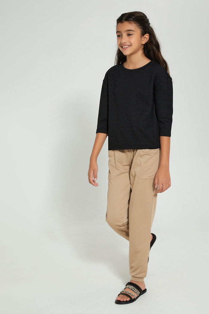 Redtag-Beige-Jogger-Cargo-Pants-Senior-Girls-9 to 14 Years