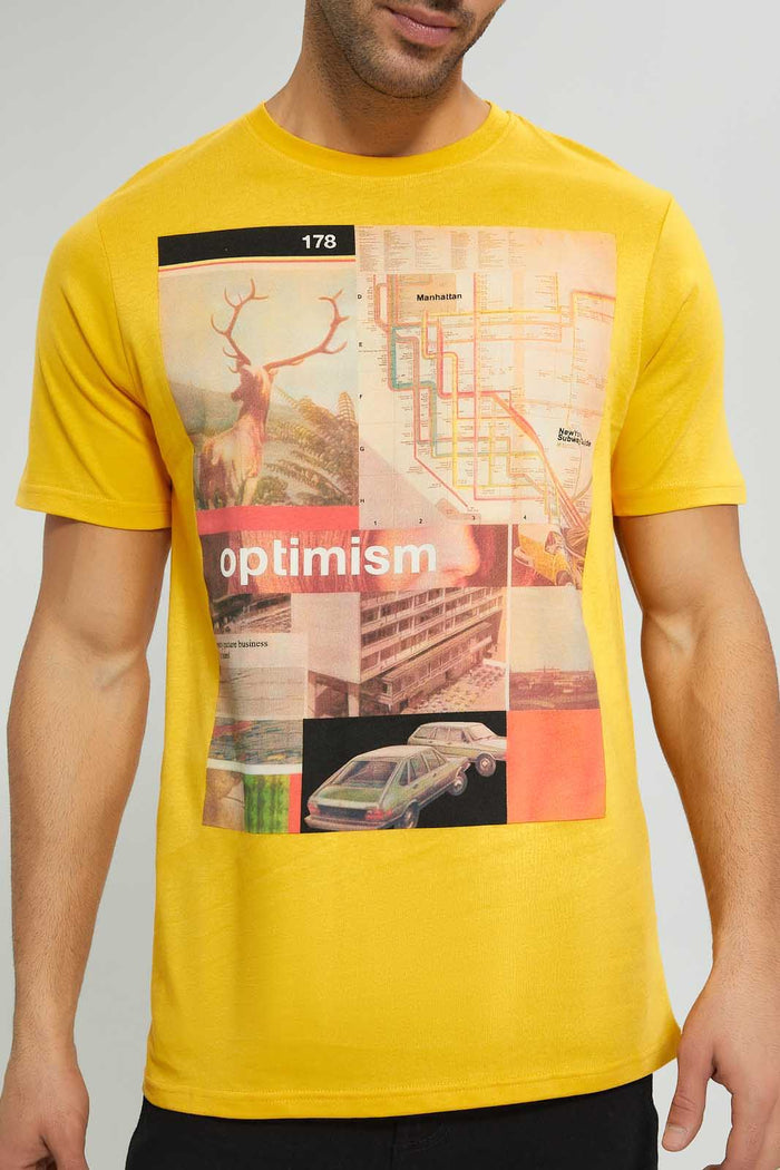 Redtag-Mustard-Digital-Printed-T-Shirt-Graphic-Prints-Men's-