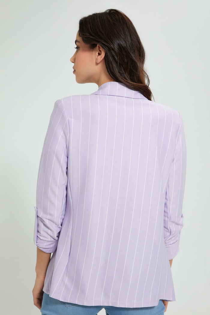 Redtag-Lilac-Stripe-Rolled-Up-Sleeve-Jacket-Jackets-Women's-