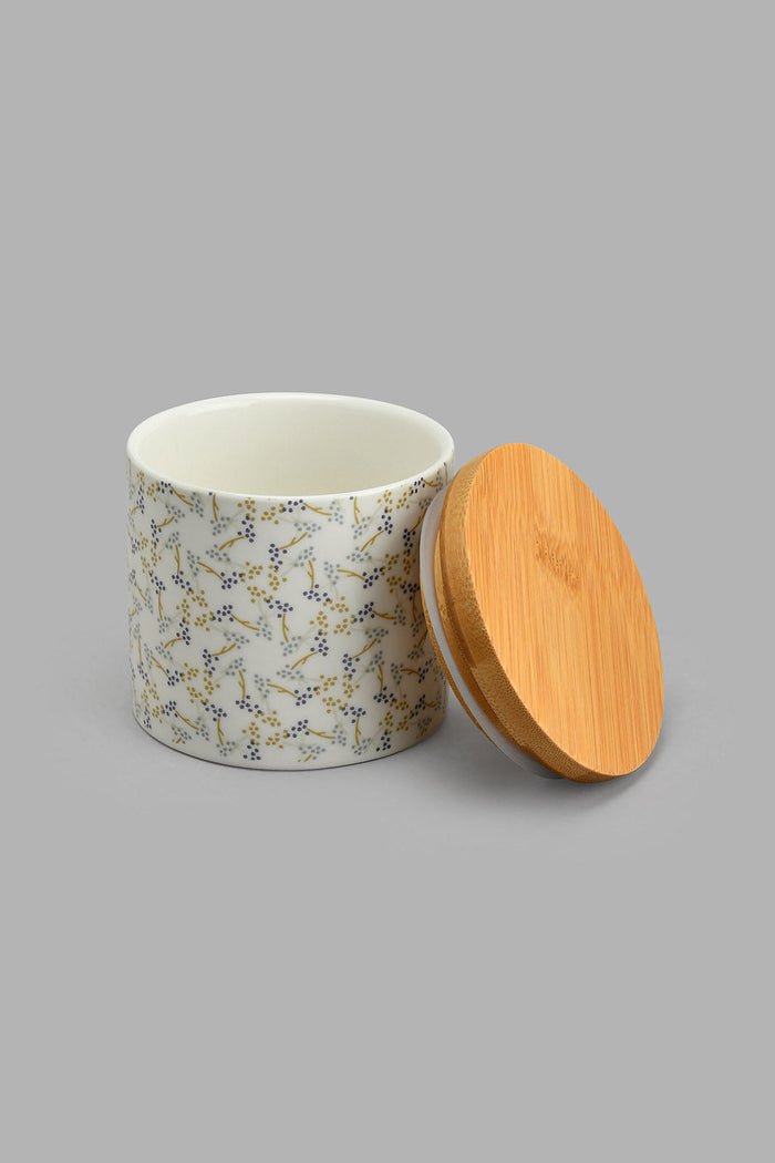 Redtag-Multicolour-Geometric-Canister-With-Bamboo-Lid-(Small)-Colour:Multicolour,-Filter:Home-Dining,-HMW-DIN-Serving-Dish,-New-In,-New-In-HMW-DIN,-Non-Sale,-S22A,-Section:Homewares-Home-Dining-