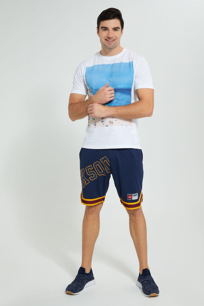 Redtag-Navy-Sports-Shorts-Active-Shorts-Men's-