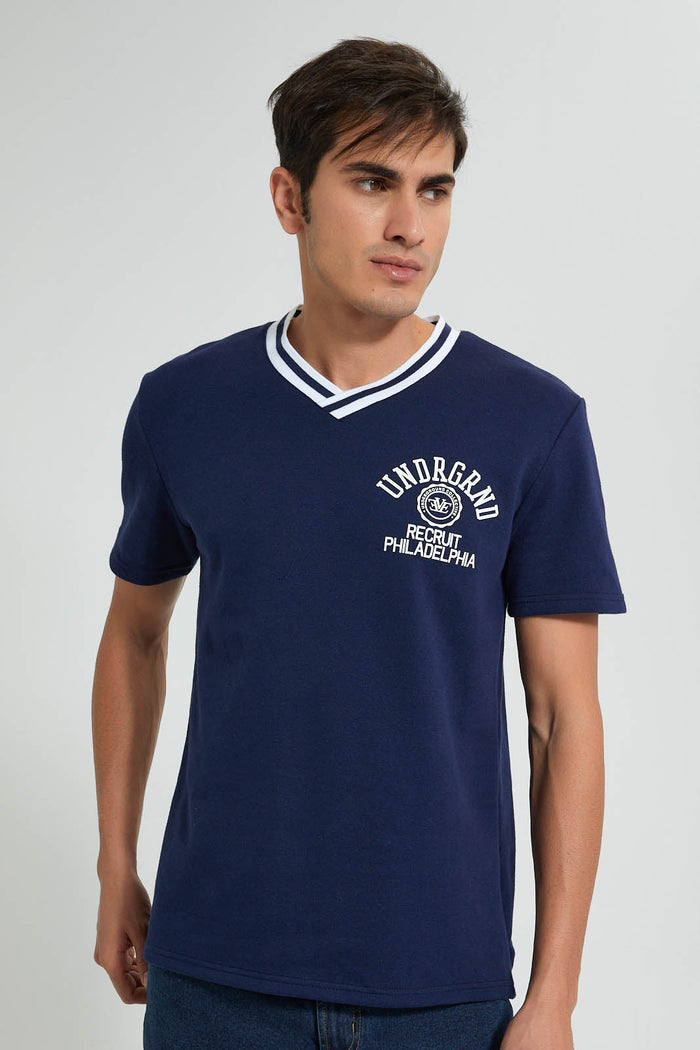 Redtag-Blue-Pocket-T-Shirt-Plain-Men's-