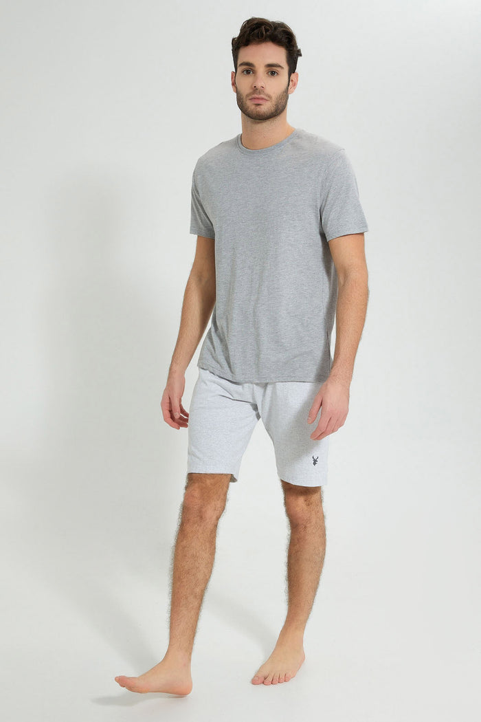 Redtag-Red-And-Grey-Pyjama-Shorts-(-2-Piece)-Colour:Grey,-Colour:Red,-Filter:Men's-Clothing,-Men-Pyjama-Bottoms,-New-In,-New-In-Men,-Non-Sale,-S22B,-Section:Men-Men's-