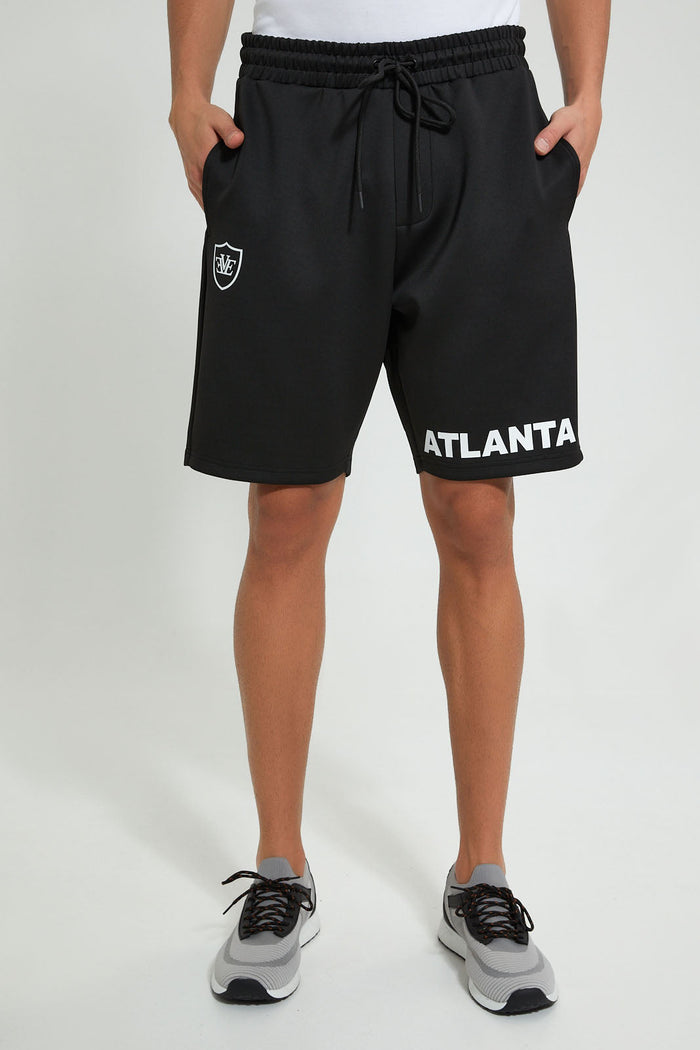 Redtag-Black-Sports-Shorts-Active-Shorts-Men's-