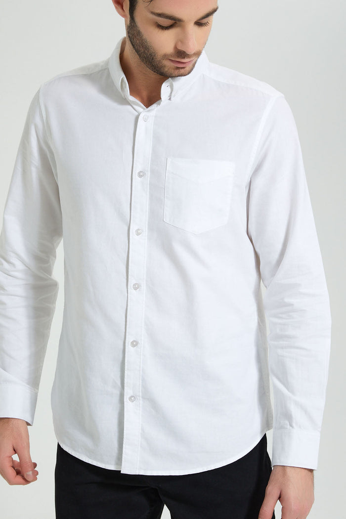 Redtag-White-Button-Down-Oxford-Shirt-Colour:White,-Filter:Men's-Clothing,-Men-Shirts,-New-In,-New-In-Men,-Non-Sale,-S22A,-Section:Men-Men's-