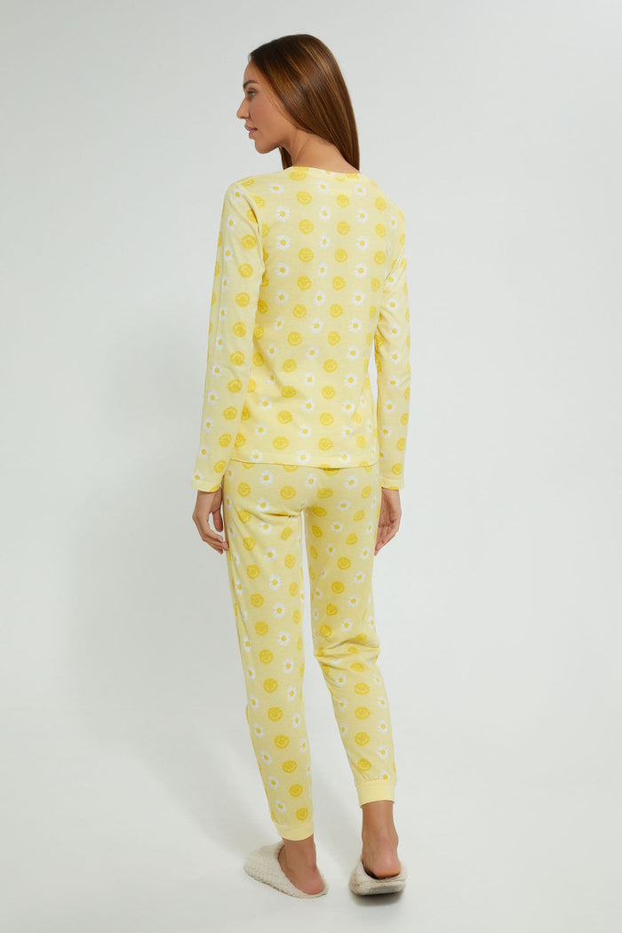 Redtag-Yellow-Allover-Printed-Pyjama-Set-Pyjama-Sets-Women's-