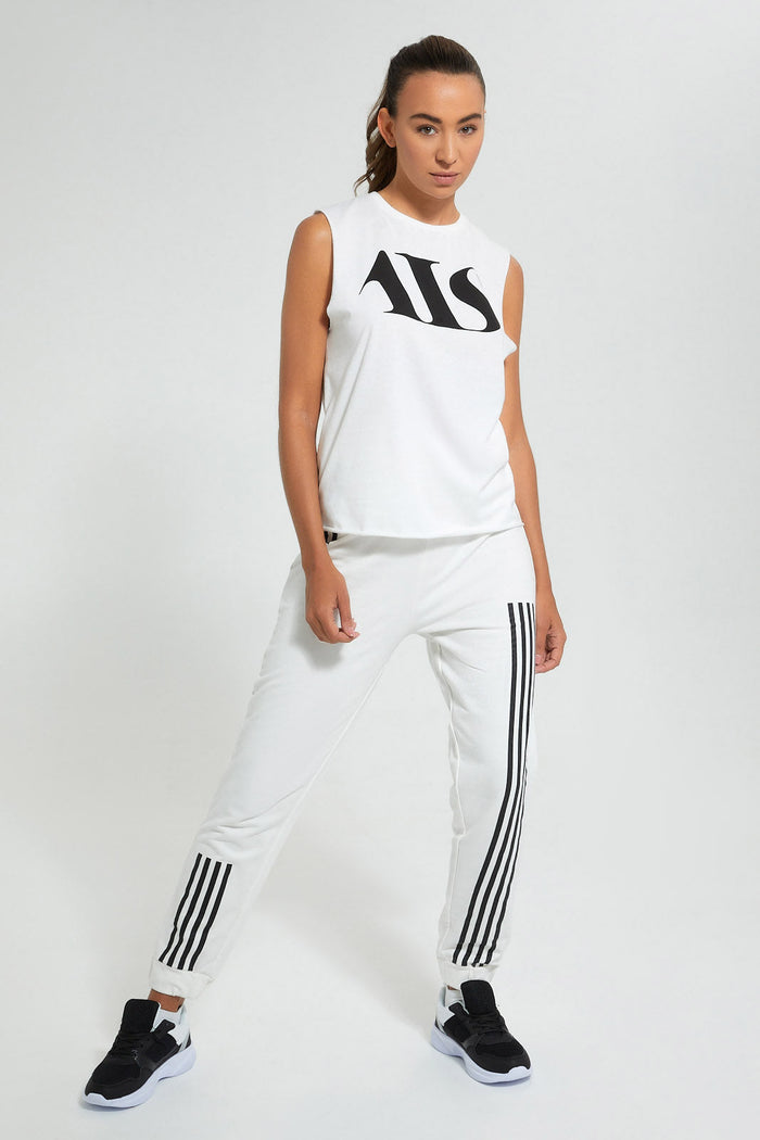 Redtag-White-Active-Jogger-With-Placement-Stripes-Joggers-Women's-0