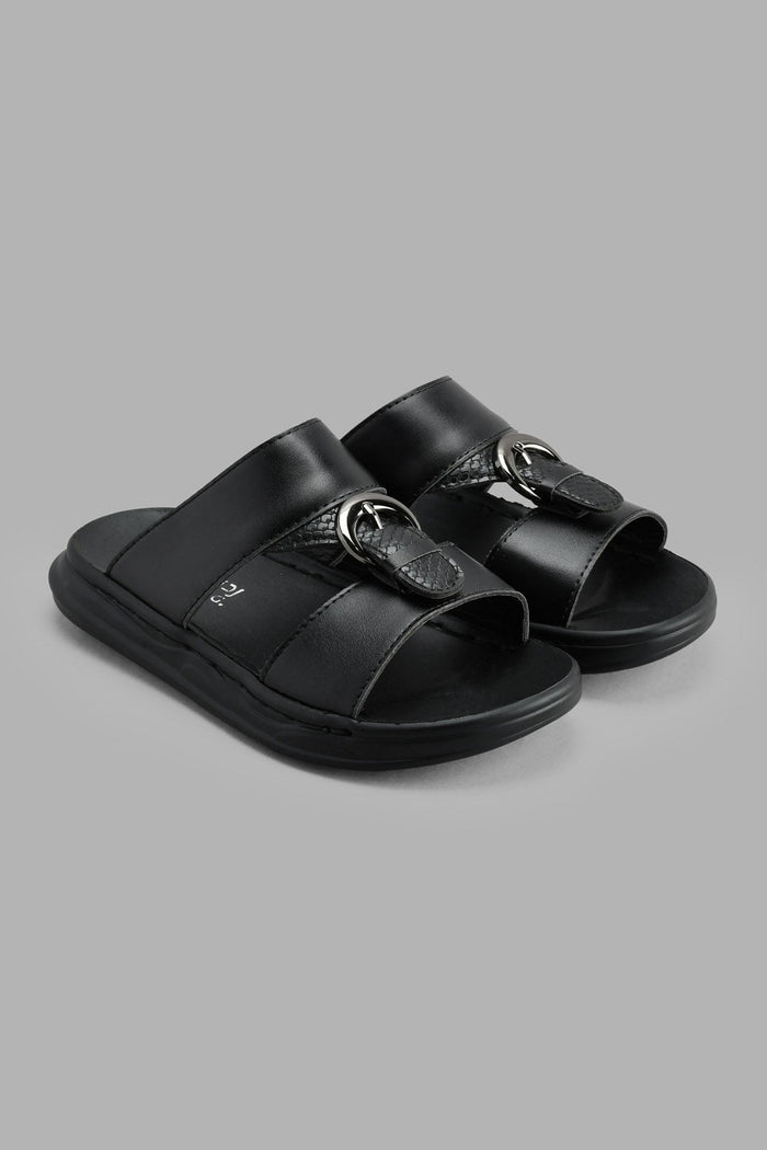 Redtag-Black-Traditional-Slide-Sandal-Sandals-Boys-3 to 5 Years