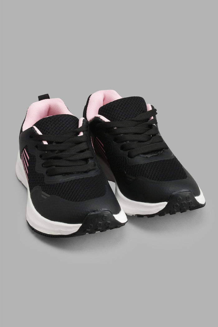 Redtag-Black-Lace-Up-Trainer-Sneakers-Senior-Girls-5 to 14 Years