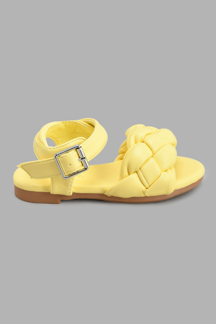 Redtag-Pale-Yellow-Braided-Strap-Sandal-Sandals-Girls-3 to 5 Years