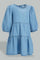 Redtag-Denim-Long-Ruffle-Sleeves-Dress-Dresses-Infant-Girls-3 to 24 Months
