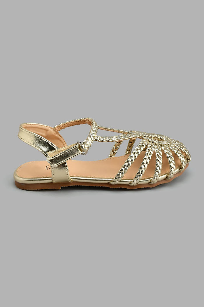 Redtag-Gold-Braided-Fisherman-Sandal-Colour:Gold,-Filter:Girls-Footwear-(5-to-14-Yrs),-GSR-Casual-Sandals,-New-In,-New-In-GSR-FOO,-Non-Sale,-S22A,-Section:Kidswear-Senior-Girls-5 to 14 Years