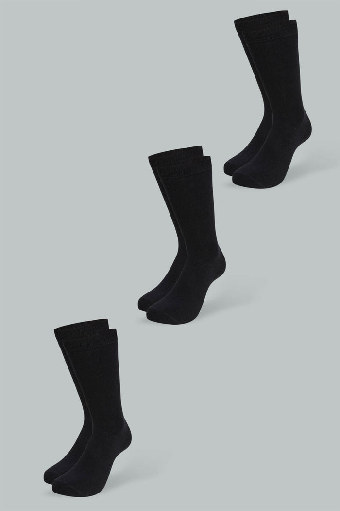 Redtag-Black-3Pk-Men'S-Formal-Socks-Ankle-Length-Men's-