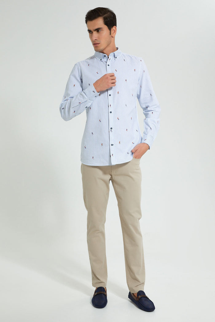 Redtag-White-Printed-Oxford-Shirt-Casual-Shirts-Men's-