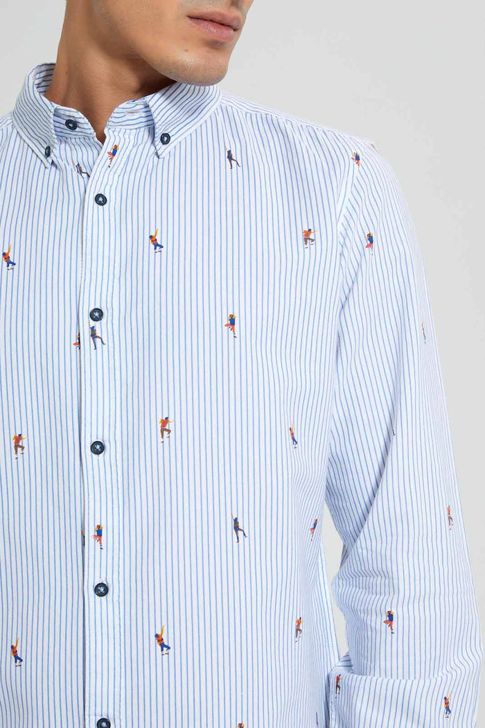 Redtag-White-Printed-Oxford-Shirt-Casual-Shirts-Men's-