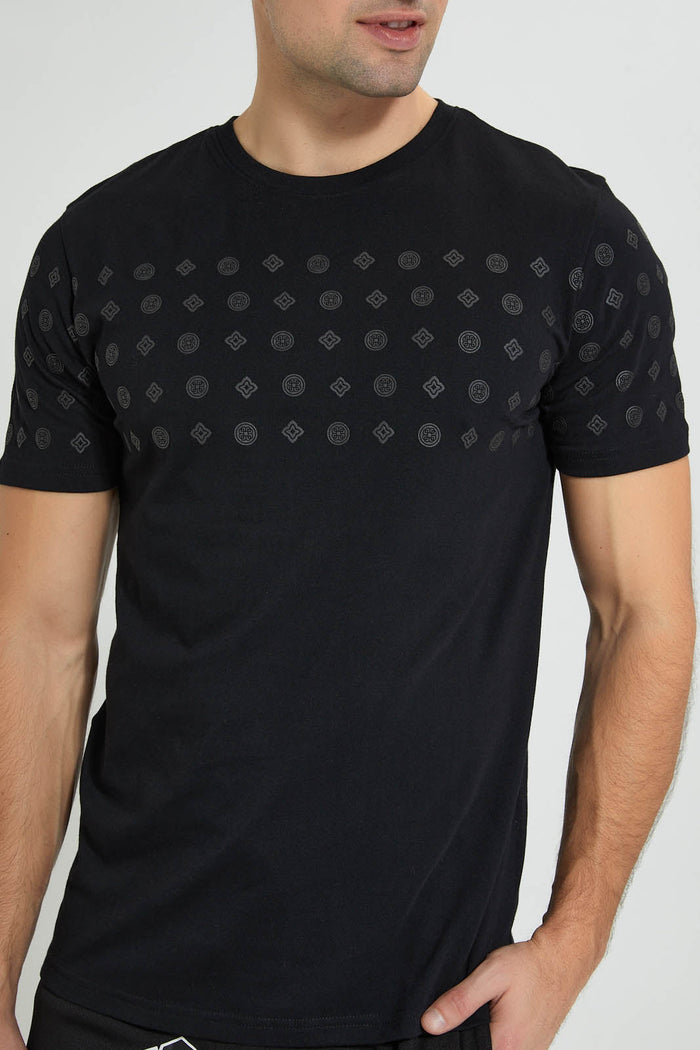 Redtag-Black-T-Shirt-With-Hd-Print-Graphic-Prints-Men's-0