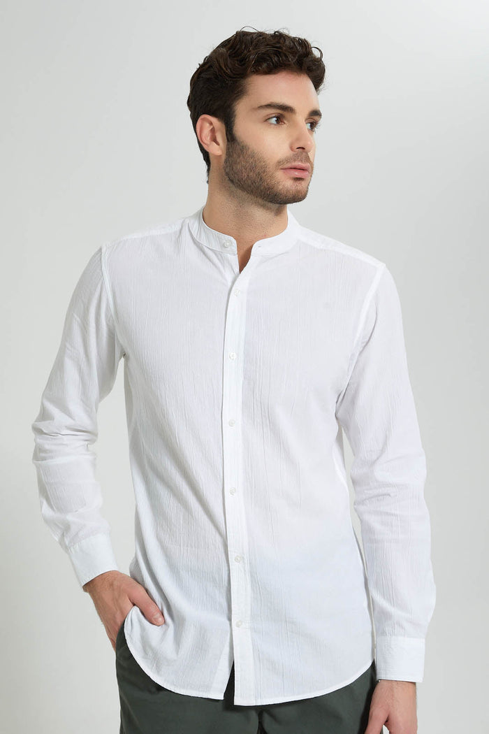Redtag-White-Mandarin-Collar-Shirt-Colour:White,-Filter:Men's-Clothing,-Men-Shirts,-New-In,-New-In-Men,-Non-Sale,-S22B,-Section:Men-Men's-