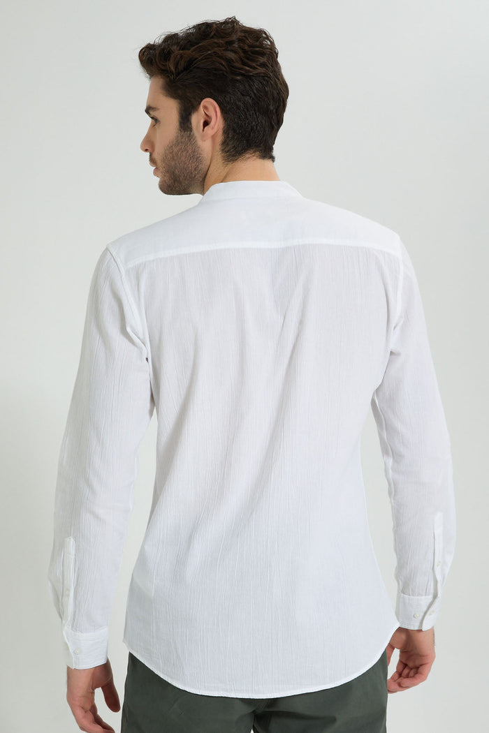 Redtag-White-Mandarin-Collar-Shirt-Colour:White,-Filter:Men's-Clothing,-Men-Shirts,-New-In,-New-In-Men,-Non-Sale,-S22B,-Section:Men-Men's-
