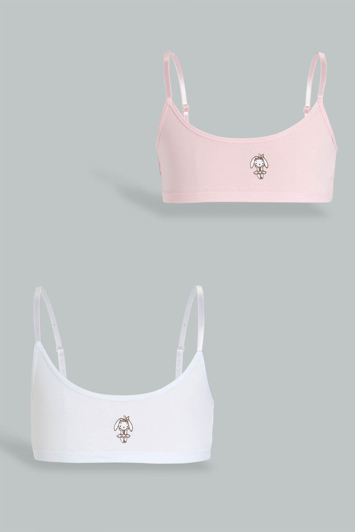 Redtag-White/Pink-Bunny-Print-Bra-(2-Pack)-365,-Colour:Assorted,-ESS,-Filter:Senior-Girls-(9-to-14-Yrs),-GSR-Bras,-New-In,-New-In-GSR,-Non-Sale,-Section:Kidswear-Senior-Girls-9 to 14 Years