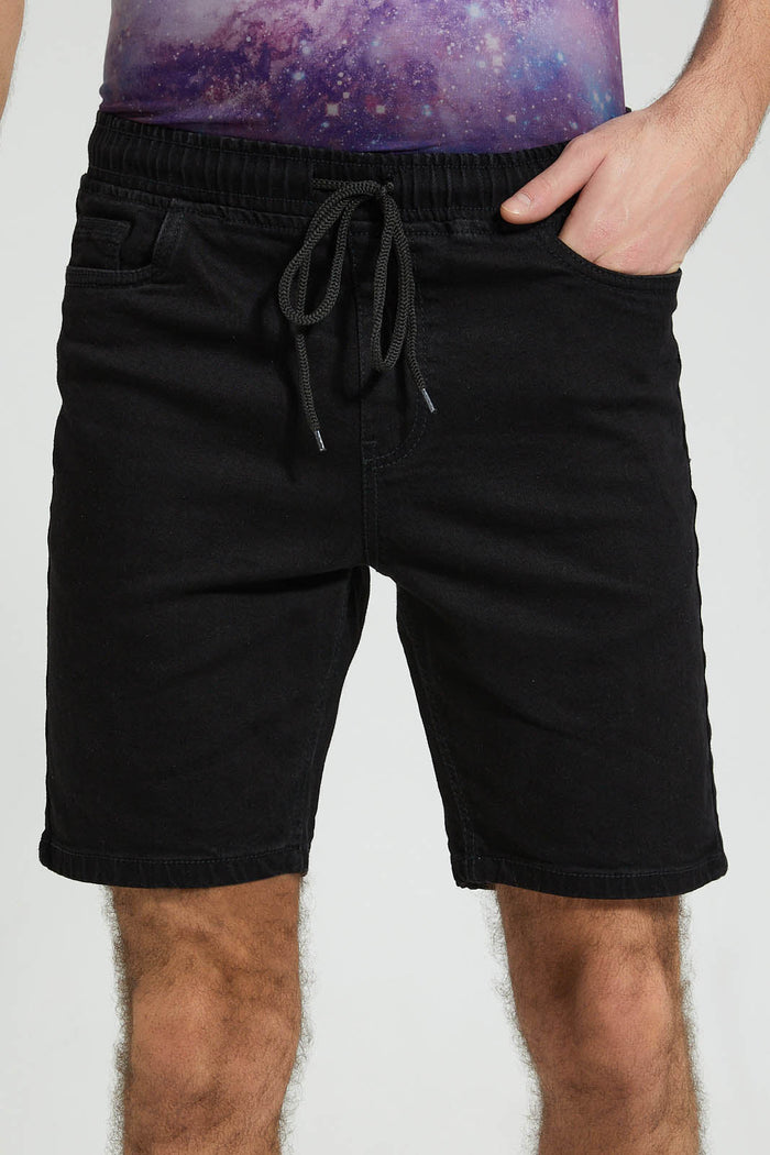 Redtag-Rinse-Wash-Pull-On-Shorts-Colour:Black,-Filter:Men's-Clothing,-Men-Shorts,-New-In,-New-In-Men,-Non-Sale,-S22A,-Section:Men-Men's-