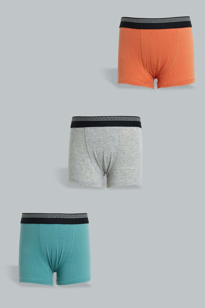 Redtag-Grey-Marl-/Orange-/Mint-3-Pack-Boxers-Boxers-Boys-2 to 8 Years