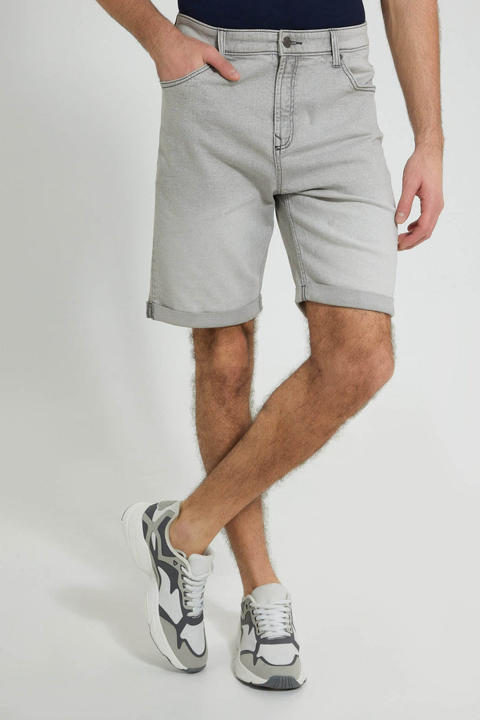 Redtag-Grey-5-Pocket-Denim-Shorts-Colour:Grey,-Filter:Men's-Clothing,-Men-Shorts,-New-In,-New-In-Men,-Non-Sale,-S22B,-Section:Men-Men's-