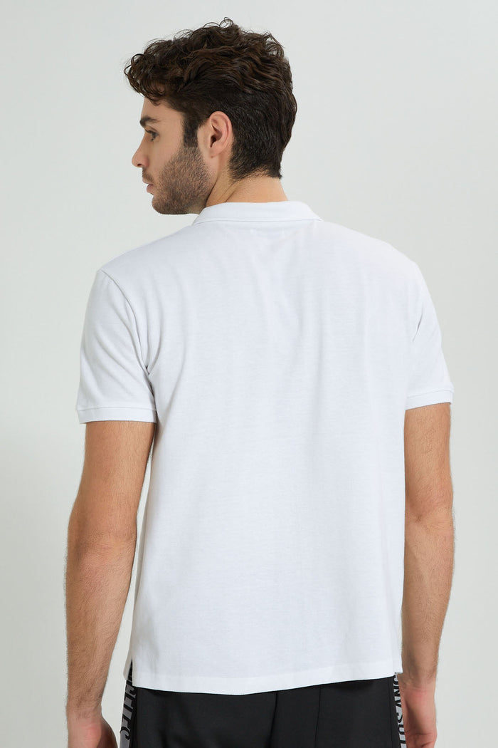 Redtag-White-Zip-Placket-Polo-Shirt-Colour:White,-Filter:Men's-Clothing,-Men-T-Shirts,-New-In,-New-In-Men,-Non-Sale,-S22B,-Section:Men,-TBL-Men's-