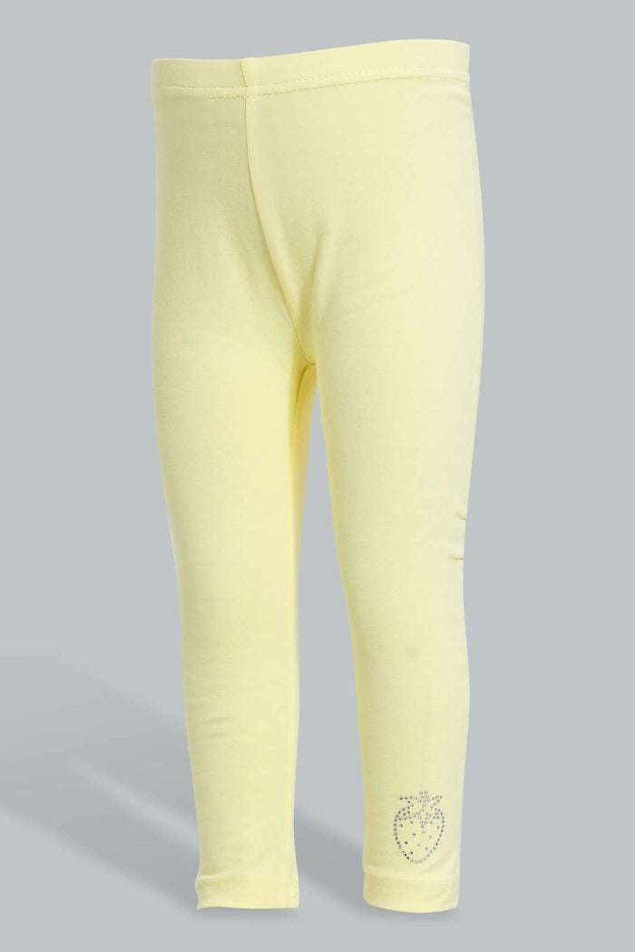 Redtag-Yellow-Solid-Legging-Leggings-Infant-Girls-3 to 24 Months