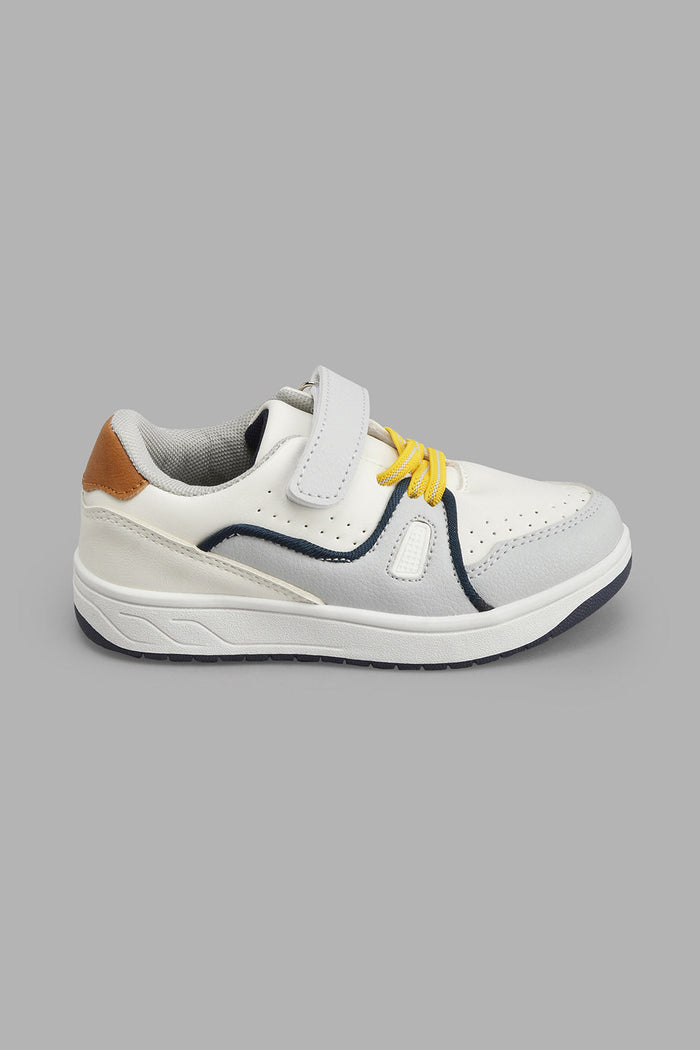 Redtag-White-Colour-Block-Sneaker-Sneakers-Boys-3 to 5 Years