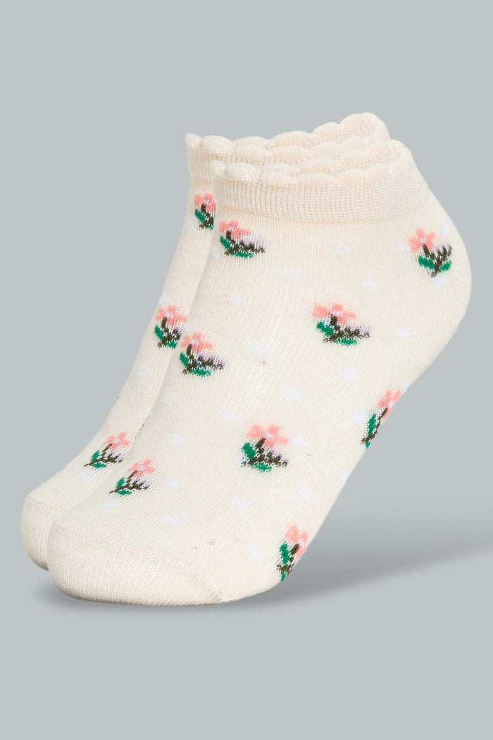 Redtag-Multi-Colour-Printed-4Pcs-Socks-Ankle-Length-Infant-Girls-3 to 24 Months