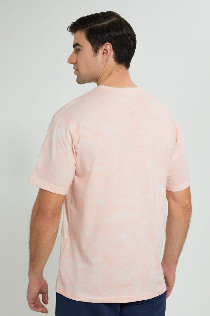 Redtag-Orange-T-Shirt-Graphic-Prints-Men's-0