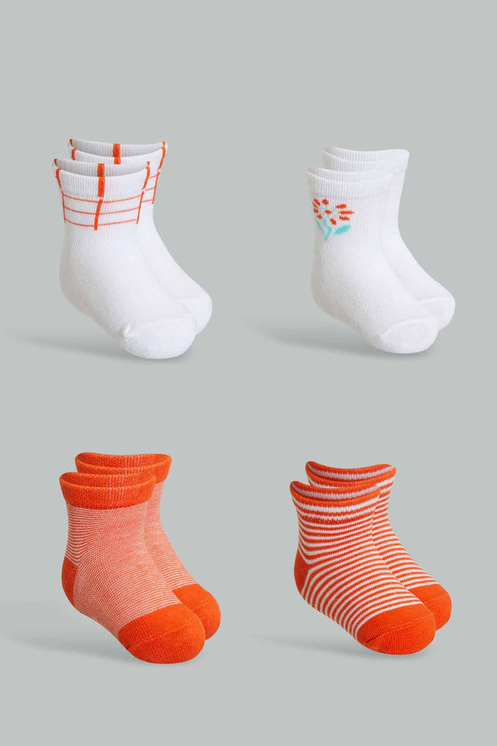 Redtag-Multi-Colour-Printed-4Pcs-Socks-Ankle-Socks-Infant-Girls-3 to 24 Months