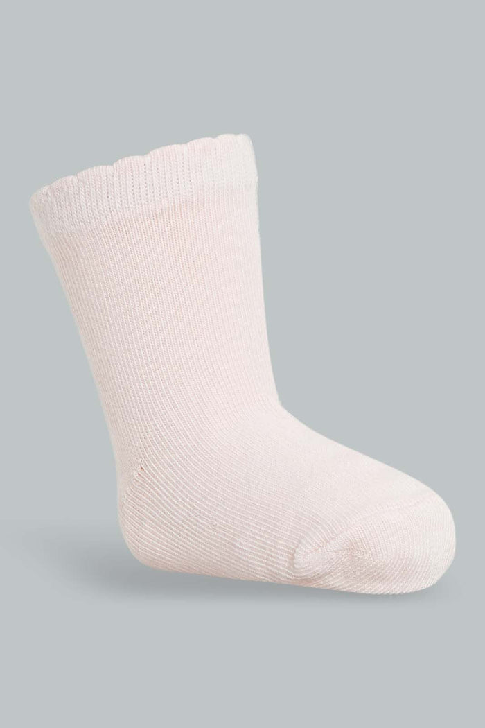 Redtag-Solid-Colour-4Pcs-Full-Length-Socks-Ankle-Length-Infant-Girls-3 to 24 Months