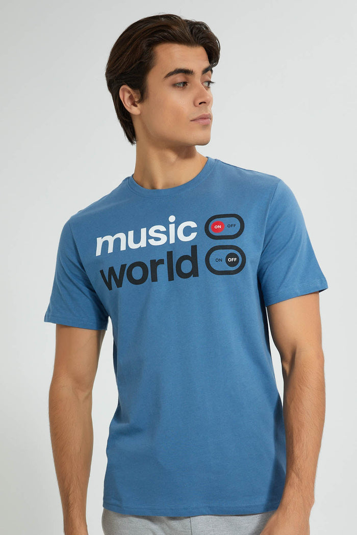Redtag-Ash-Grey-Music-World-T-Shirt-Graphic-Prints-Men's-