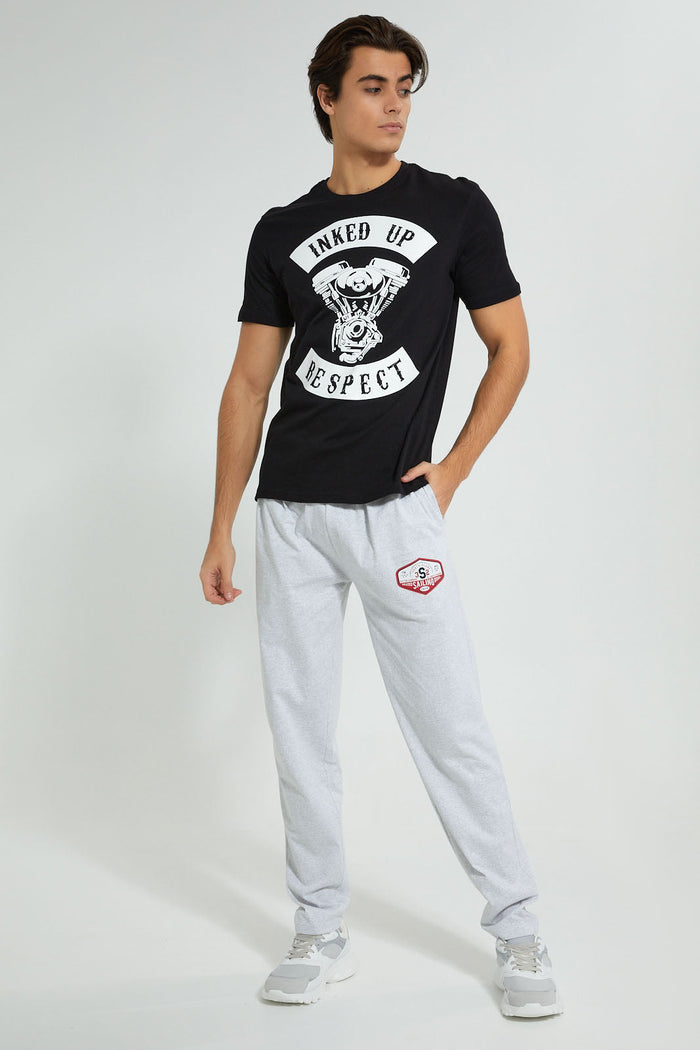Redtag-Black-Inked-Up-T-Shirt-Graphic-Prints-Men's-
