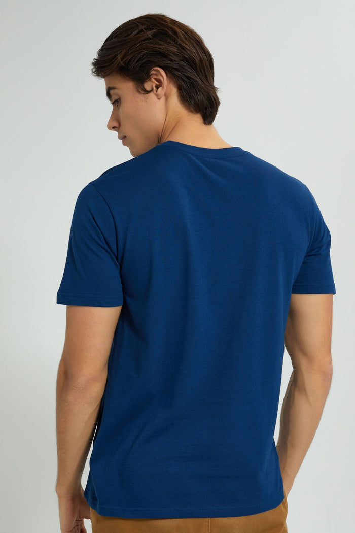 Redtag-Blue-Graphic-T-Shirt-Graphic-Prints-Men's-