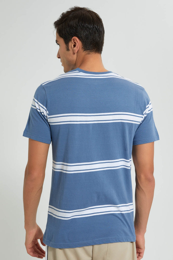 Redtag-Blue-Striper-T-Shirt-Striped-Men's-