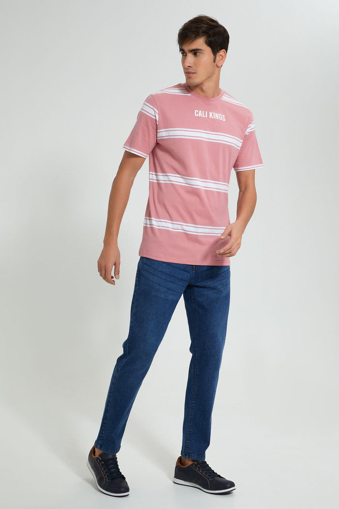 Redtag-Pink-Striper-T-Shirt-Striped-Men's-