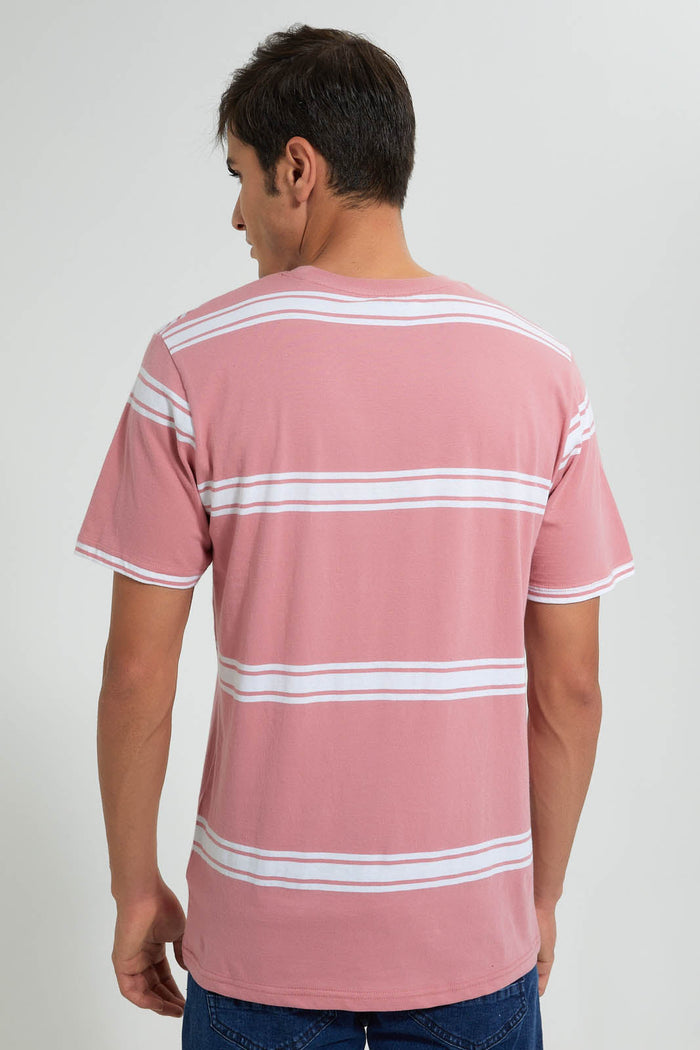 Redtag-Pink-Striper-T-Shirt-Striped-Men's-