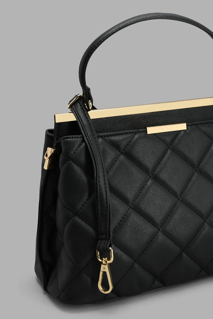 Redtag-Black-Quilted-Day-Bag-Day-Bags-Women-