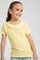 Redtag-Yellow-Collar-Plain-Tee-Blouses-Girls-2 to 8 Years