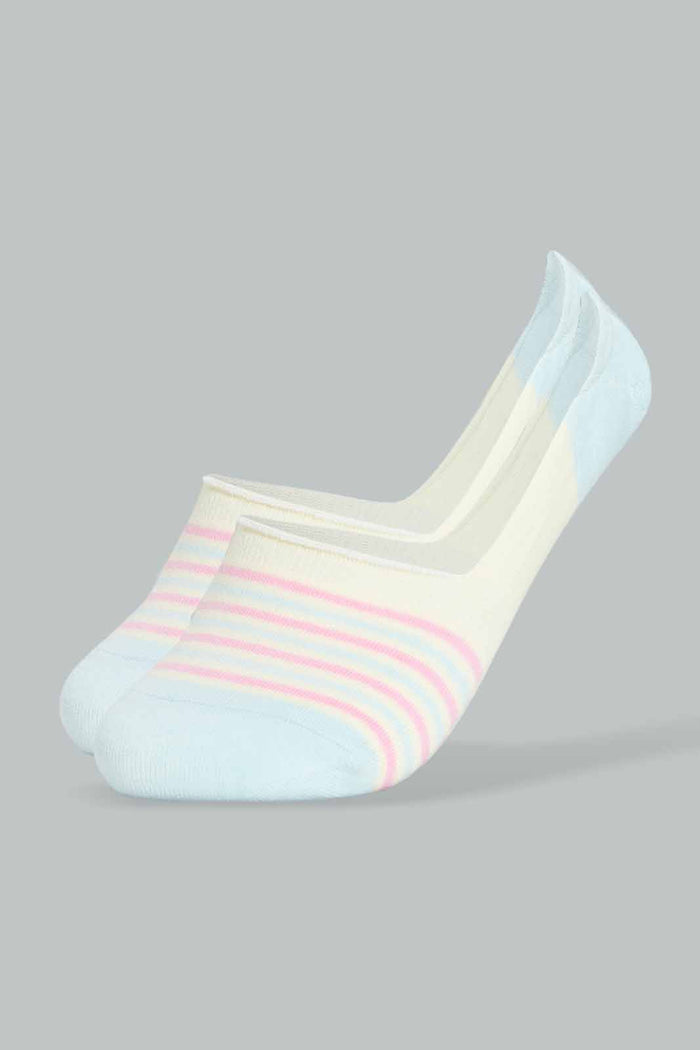 Redtag-Off-White-Stripe/Polka-Printed-Invisible-Socks(3-Pack)-365,-Category:Socks,-Colour:Assorted,-Deals:New-In,-Filter:Women's-Clothing,-New-In-Women-APL,-Non-Sale,-Section:Women,-Women-Socks--