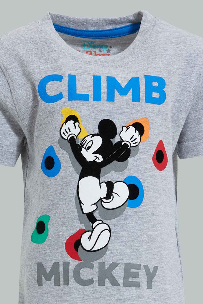 Redtag-Grey-Mickey-Mouse-Short-Sleeve-T-Shirt-Character,-Colour:Grey,-Filter:Infant-Boys-(3-to-24-Mths),-Infant-Boys-T-Shirts,-New-In,-New-In-INB,-Non-Sale,-S22B,-Section:Kidswear,-TBL-Infant-Boys-3 to 24 Months