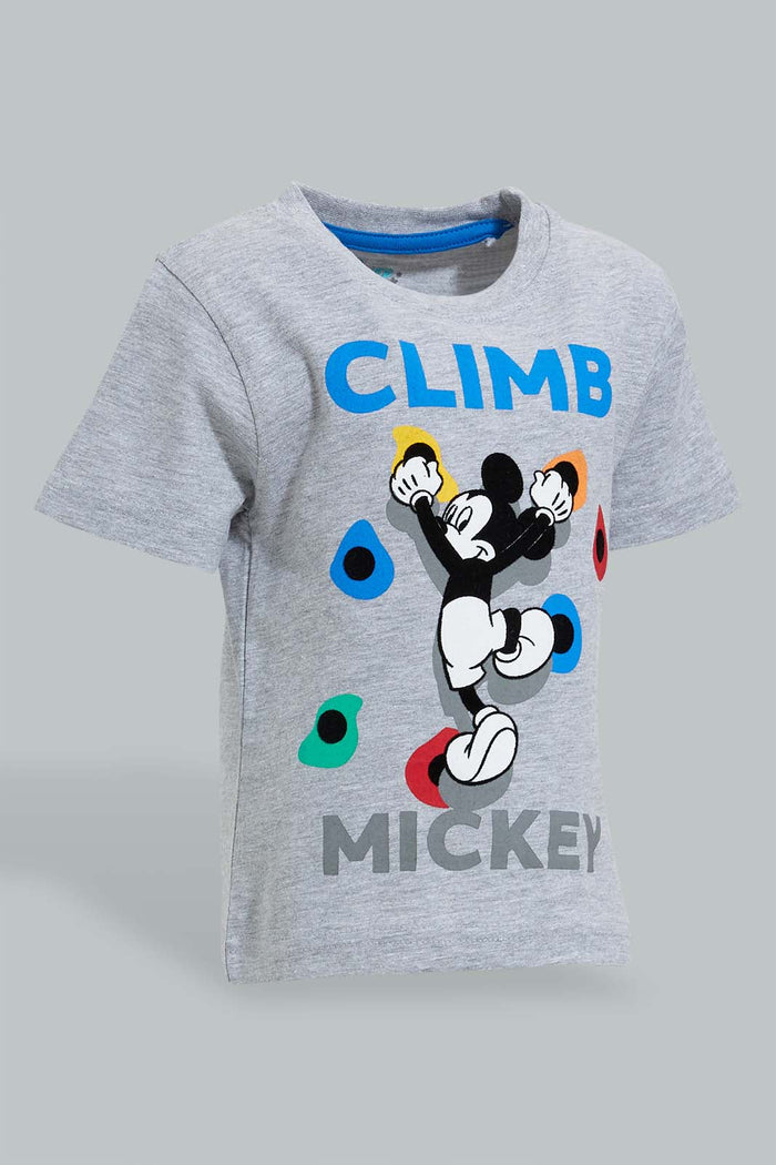 Redtag-Grey-Mickey-Mouse-Short-Sleeve-T-Shirt-Character,-Colour:Grey,-Filter:Infant-Boys-(3-to-24-Mths),-Infant-Boys-T-Shirts,-New-In,-New-In-INB,-Non-Sale,-S22B,-Section:Kidswear,-TBL-Infant-Boys-3 to 24 Months