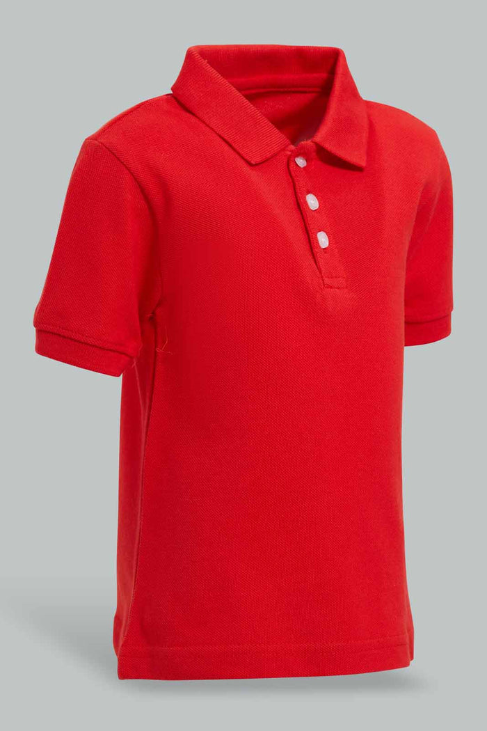 Redtag-Red-Tipping-Color-Pique-Short-Sleeve-Polo-Polo-Shirts-Infant-Boys-3 to 24 Months